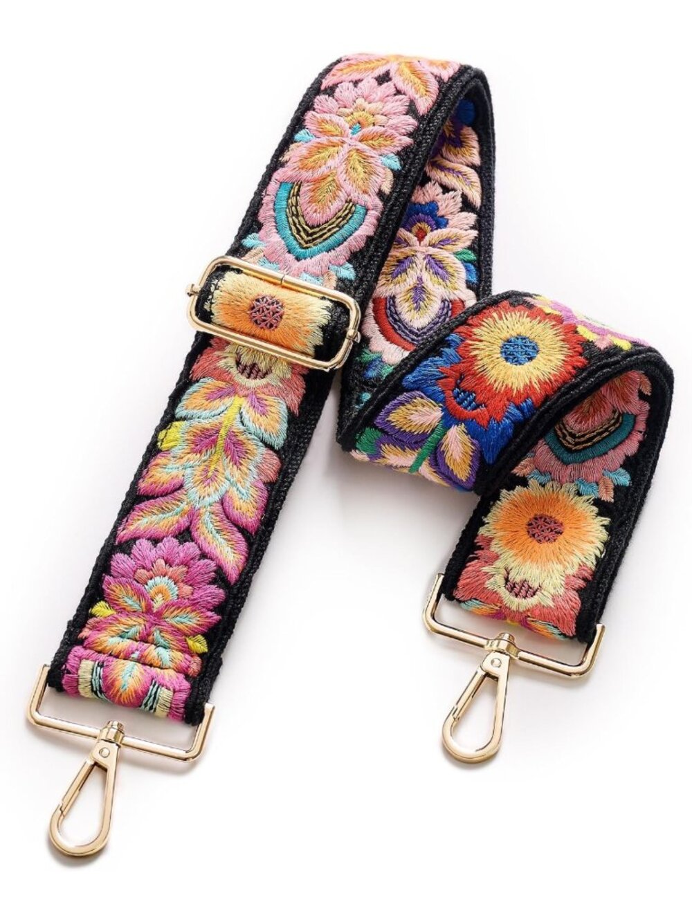 Colorful Embroidered Crochet Purse Strap | Boho Chic Crossbody Accessory